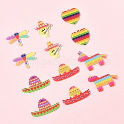 12Pcs 6 Styles Rainbow Color Printed Acrylic Pendants Sets&nbsp;OACR-FS0002-10