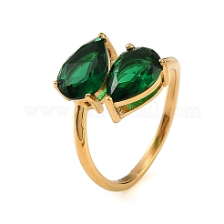 304 Stainless Steel Pave Cubic Zirconia Finger Rings for Women&nbsp;SA-CBAABBA-08C-G