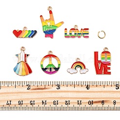 14Pcs 7 Styles Pride Rainbow Theme Alloy Enamel Pendants&nbsp;ENAM-FP0001-87