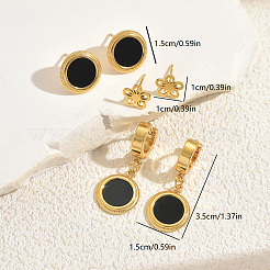 3 Pairs Stainless Steel Flower & Flat Round Earring Sets&nbsp;IB5590
