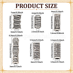 60Pcs 6 Styles Tibetan Style Alloy Tube Beads&nbsp;FIND-ME0001-47