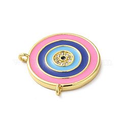 Rack Plating Brass Pave Cubic Zirconia Enamel 2-Loop Pendants&nbsp;KK-O142-11G