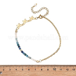 Natural Kyanite & Pearl Round Beaded Butterfly Anklets&nbsp;AJEW-AN00795-01