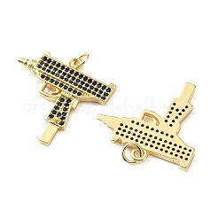 Brass Micro Pave Cubic Zirconia Pendants&nbsp;KK-H279-06G-01