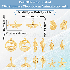 16Pcs 8 Styles Ocean Theme 304 Stainless Steel Pendants&nbsp;STAS-BBC0010-83