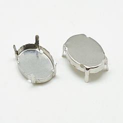 Non-Tarnish 201 Stainless Steel Sew on Prong Settings&nbsp;STAS-T032-03-18x25mm
