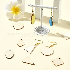DIY Rhombus/Triangle/Oval Natural Poplar Wood Pendant Dangle Earring Making Kits&nbsp;DIY-YW0010-47
