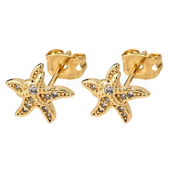 Brass Micro Pave Clear Cubic Zirconia Earrings&nbsp;LS-EJEW-D328-03G-03