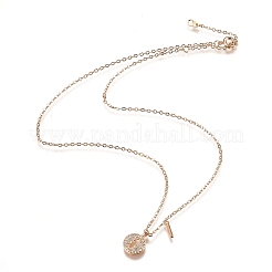 Brass Micro Pave Clear Cubic Zirconia Double Letter Pendant Necklaces&nbsp;NJEW-Z010-09