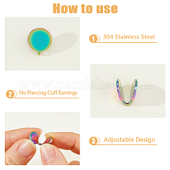 10Pcs 5 Colors 304 Stainless Steel Cuff Earrings&nbsp;EJEW-HS0001-34B