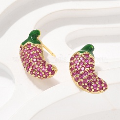 Brass Micro Pave Cubic Zirconia Stud Earrings&nbsp;EJEW-Q015-13G-02