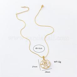 3Pcs Stainless Steel Ocean Vacation Style White Enamel Flower Pendant Necklaces for Women&nbsp;MA8208-2