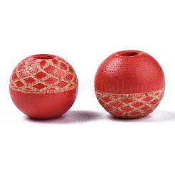 Painted Natural Wood Beads&nbsp;WOOD-S057-072