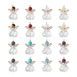 16Pcs 8 Styles Natural & Synthetic Mixed Gemstone AB Color Acrylic Pendants&nbsp;G-FW0001-37