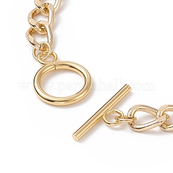 Lampwork Flower Charm Bracelet with Aluminium Curb Chains for Women&nbsp;BJEW-TA00176-02