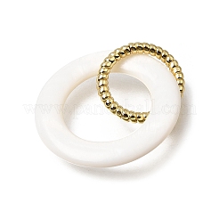Natural White Shell and Brass 2 Ring Linking Rings&nbsp;KK-C262-05D-G