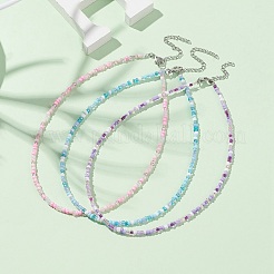 3Pcs 3 Color Glass Seed Beaded Necklaces Set&nbsp;NJEW-JN04334
