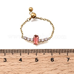 304 Stainless Steel Pave Cubic Zirconia Adjustable Chain Rings&nbsp;RJEW-P189-02B-G