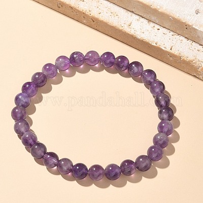 Natural Amethyst Bead Stretch Bracelets&nbsp;BJEW-K212-A-034-1