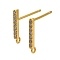 925 Sterling Silver Ear Stud Findings, with Cubic Zirconia, Rectangle, 11.5x1.5mm, Hole: 1mm, Pin: 12x0.9mm