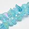 Electroplated Natural Quartz Crystal Beads Strands, Nuggets, Tusk Shape, AB Color, Dyed, 7~15x18~60mm, Hole: 1mm, about 46pcs/strand, 16 inch