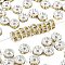 Brass Grade A Rhinestone Spacer Beads, Cadmium Free & Lead Free, Straight Flange, Rondelle, Silver, Jonquil, 8x3.8mm, Hole: 1.5mm