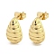 Brass Ear Studs, Teardrop, Real 18K Gold Plated, 15.5x9mm