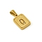 Stainless Steel Pendants, Real 18K Gold Plated, Rectangle, Letter Q, 15x12mm