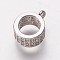 Brass Cubic Zirconia Tube Bails, Loop Bails, Cadmium Free & Lead Free, Bail Beads, Ring, Clear, Platinum, 9.5x7.5x4mm, Hole: 1mm