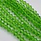 Bicone Glass Beads Strands, Faceted, Lime Green, 4x4mm, Hole: 0.8~1mm, about 75~78pcs/strand, 28~29cm