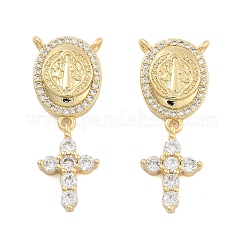 Brass Pave Cubic Zirconia Pendants, Cadmium Free & Lead Free, Golden, Goddess, 28x11x4mm, Hole: 1mm