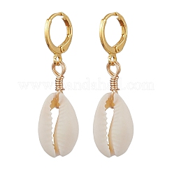 Natural Cowrie Shell Leverback Earrings&nbsp;EJEW-JE06059