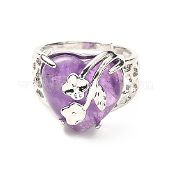 Natural Amethyst Adjustable Rings&nbsp;RJEW-P043-03P-17