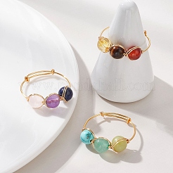 3Pcs 3 Styles Gemstone Finger Rings&nbsp;RJEW-TA00236
