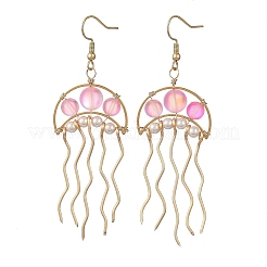 Ocean 304 Stainless Steel Wire Wrapped Synthetic Moonstone Jellyfish Dangle Earrings&nbsp;EJEW-JE07534-02