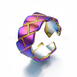 304 Stainless Steel Grooved Cuff Ring&nbsp;RJEW-N038-072
