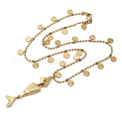 304 Stainless Steel Fish Pendant Necklaces for Women&nbsp;NJEW-F362-01G
