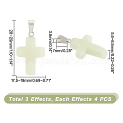12Pcs 3 Effects Synthetic Luminous Stone Pendants&nbsp;G-GA0001-63