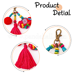 Pom Pom Polyester Pendant Decoration&nbsp;KEYC-WH0032-38