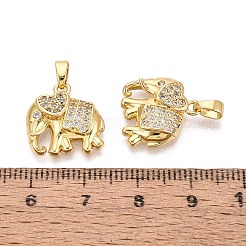 Brass Micro Pave Clear Cubic Zirconia Pendants&nbsp;KK-Q073-04G