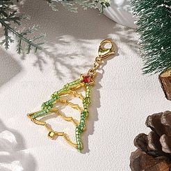 Christmas Theme Glass Seed & Alloy Pendants Decorations&nbsp;HJEW-MZ00312-03