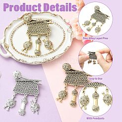 3Pcs 3 Colors Knitting Zinc Alloy Lapel Pins for Backpack Clothes&nbsp;JEWB-CJ0003-56