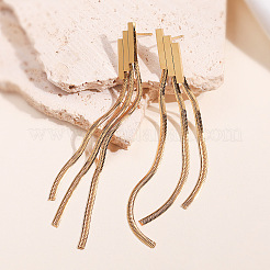 304 Stainless Steel Snake Chain Tassel Stud Earrings&nbsp;WGAC4E7-01