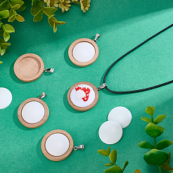DIY Wooden & Imitation Leather Cord Pendant Necklaces Making Kits&nbsp;DIY-PH0031-61C