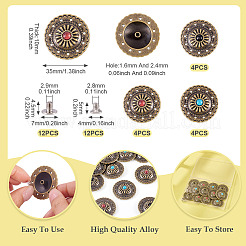 12 Sets 3 Colors Flat Round Alloy Snap Buttons&nbsp;FIND-TA0008-15