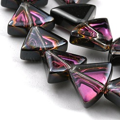 Half Plated Electroplate Transparent Glass Beads Strands&nbsp;EGLA-G037-08A-HP01