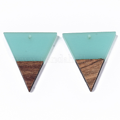 Transparent Resin & Walnut Wood Pendants&nbsp;RESI-T035-06B-A