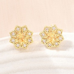 Brass Micro Pave Cubic Zirconia Stud Earrings for Women&nbsp;KK-A305-03G