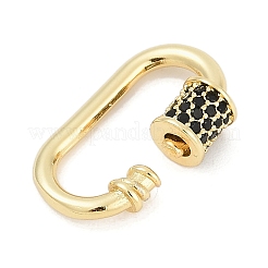 Oval Brass Micro Pave Cubic Zirconia Screw Carabiner Clasps&nbsp;KK-G522-47G-02