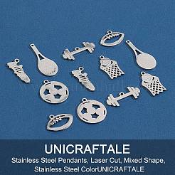 12Pcs 6 Style 201 Stainless Steel Pendants&nbsp;STAS-UN0032-10